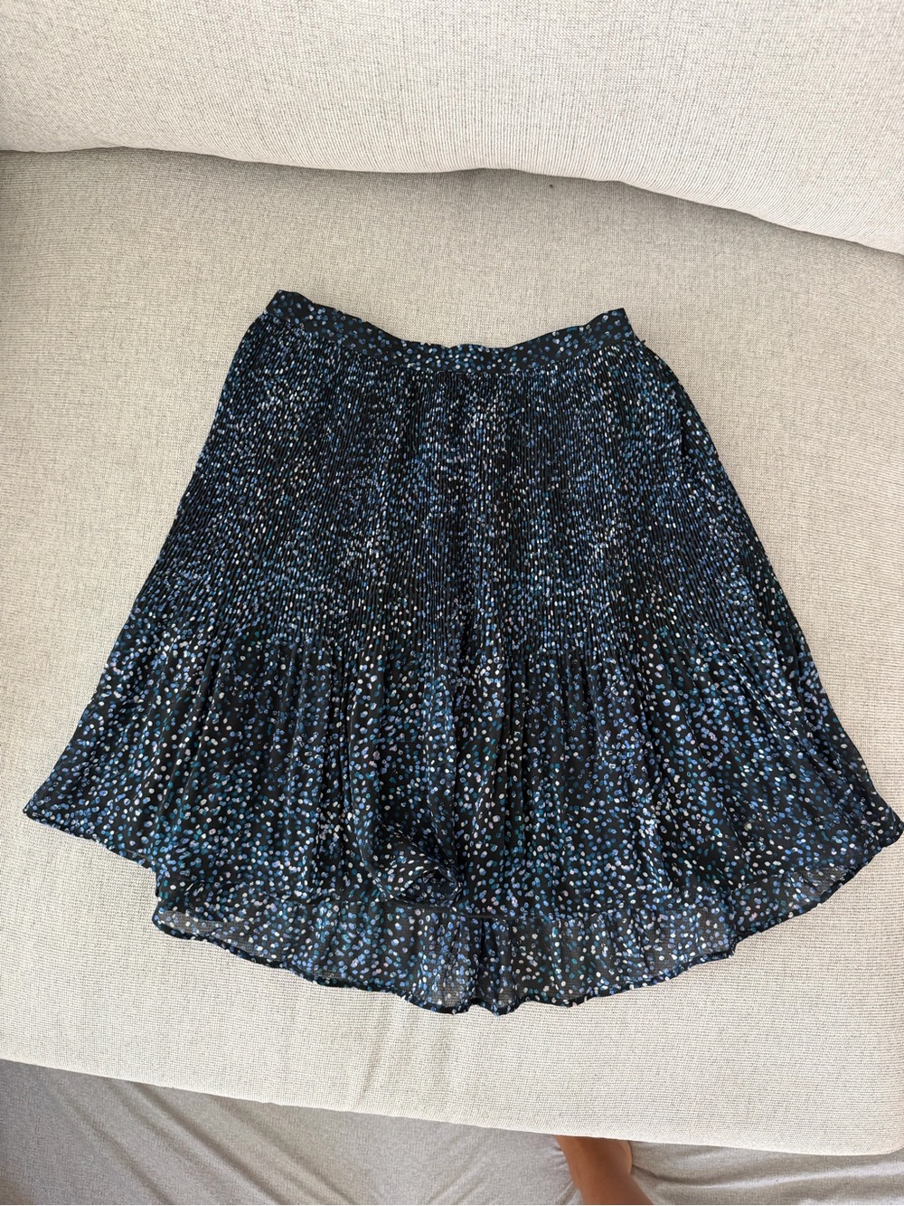 Banana republic Pleated Black Skirt with Blue Dot Print